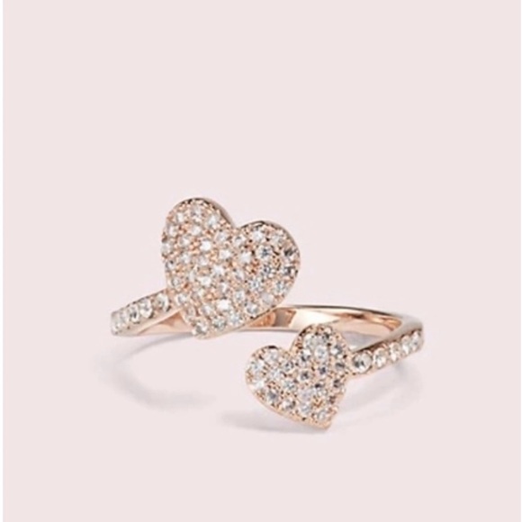 ♠️Kate Spade Yours Truly Pave Heart Ring, Rose Gold NWT - Picture 1 of 10